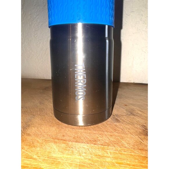 Thermos Stainless Steel Travel Mug 24 Oz Blue Grip Spill-Proof Lid - Picture 2 of 8